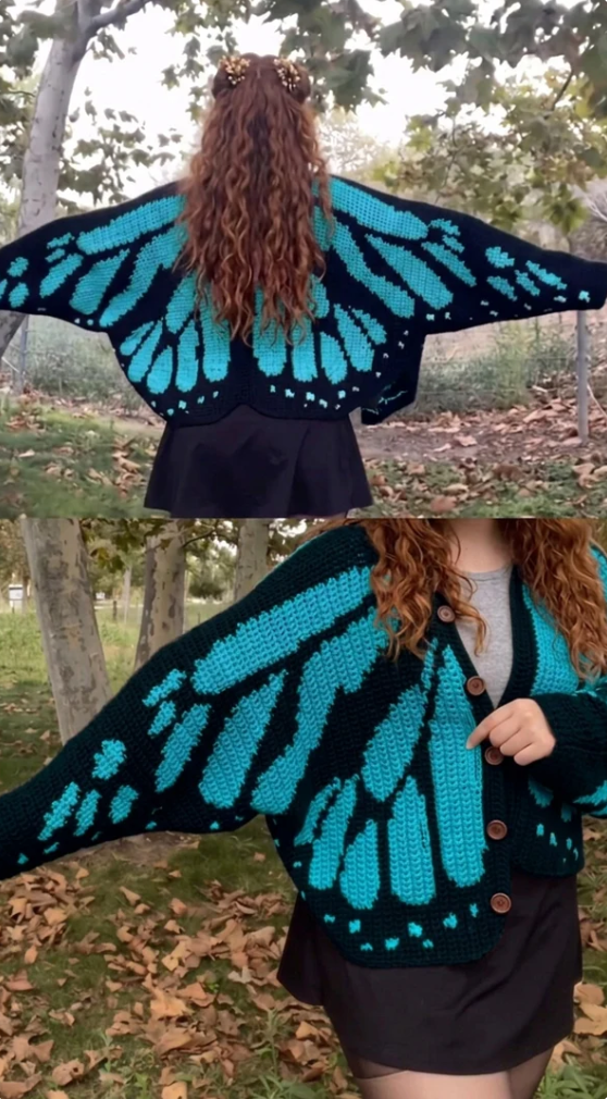 LunariaWings™ - Butterfly Crochet Cardigan